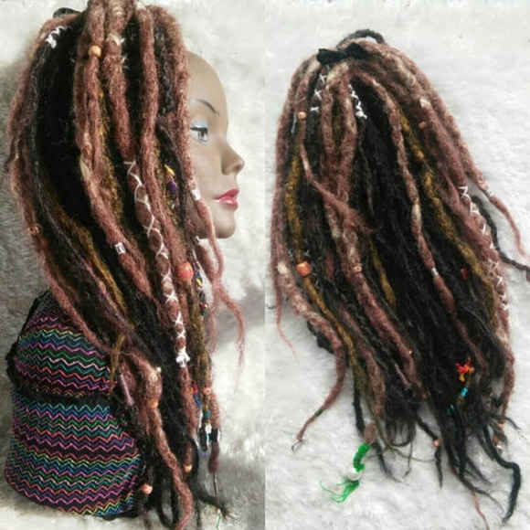 natural knotty double ended brown black dreadlock main image 4